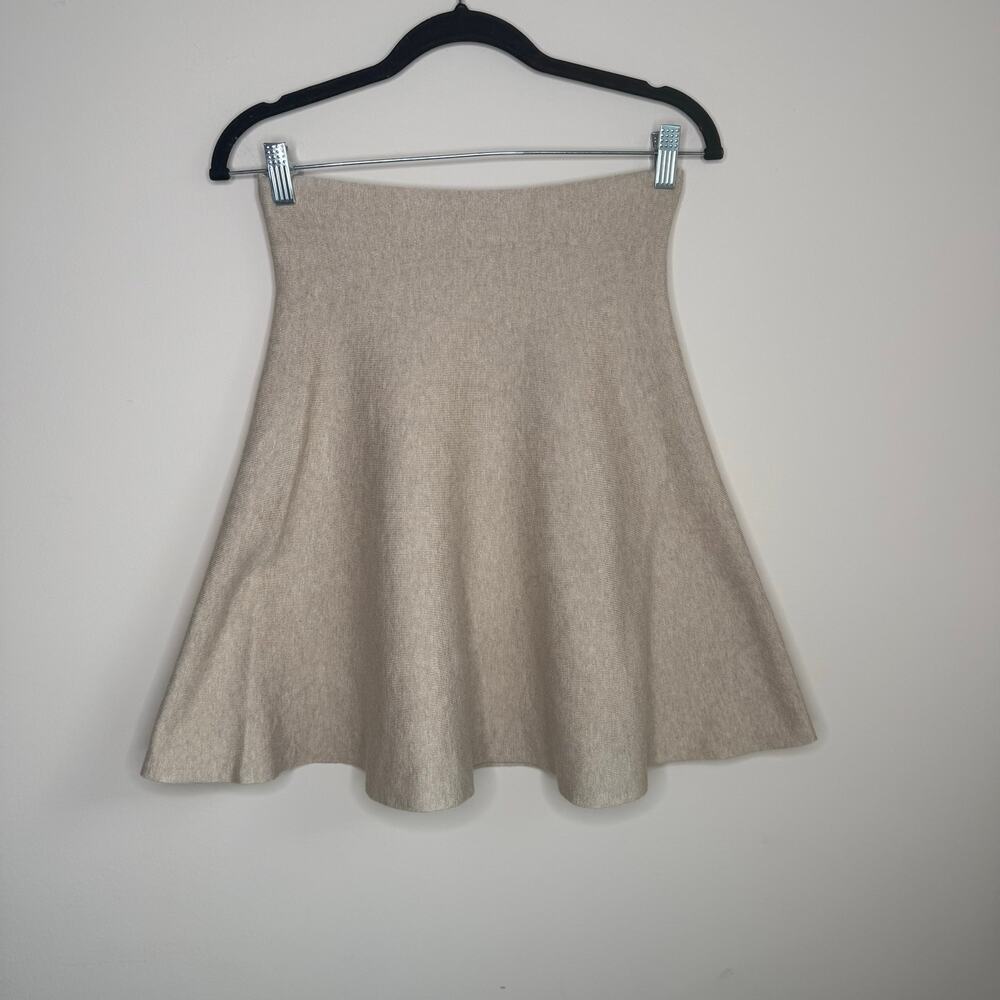 Part Two VikasPW Knit A Line Skirt Small Beige Oatmeal Pull On Scandinavian Midi